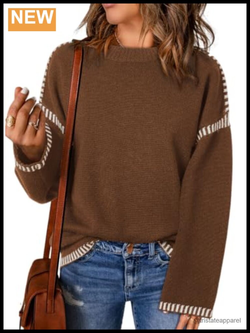 Oversized Crewneck Long Sleeve Knit Pullover Sweater Tops
